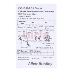 Allen-Bradley 156-B20AB1 Relais / Relay 230VAC 20A