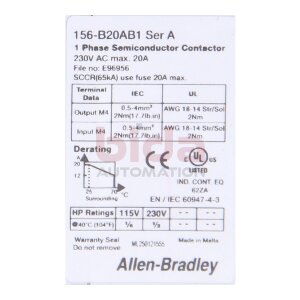 Allen-Bradley 156-B20AB1 Relais / Relay 230VAC 20A