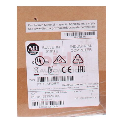 Allen-Bradley 6181P-19B3SW71DC (00885630870854) Multi Touch Display