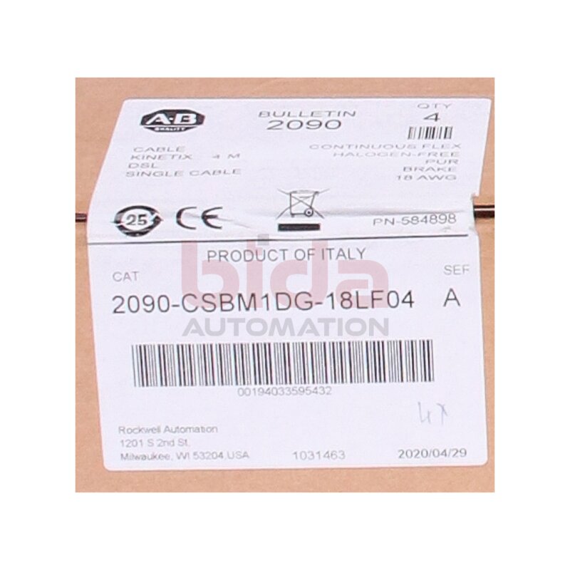 Allen-Bradley 2090-CSBM1DG-18LF04 (00194033595432) Kabel / Cable 4m