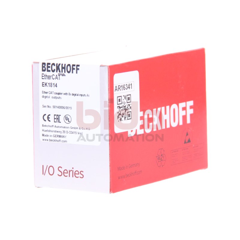 Beckhoff EK1814  EtherCAT-Koppler mit integrierten digitalen Ein-/Ausg&auml;ngen / EtherCAT coupler with integrated digital inputs/outputs