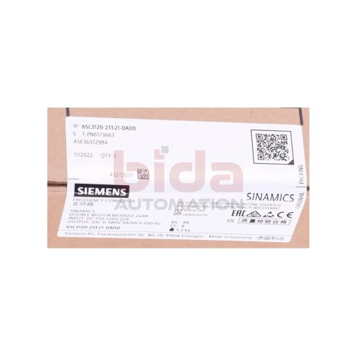 Siemens 6SL3130-7TE21-6AA4 / 6SL3 130-7TE21-6AA4 Active Line Module 380-480VAC 600VDC 27A
