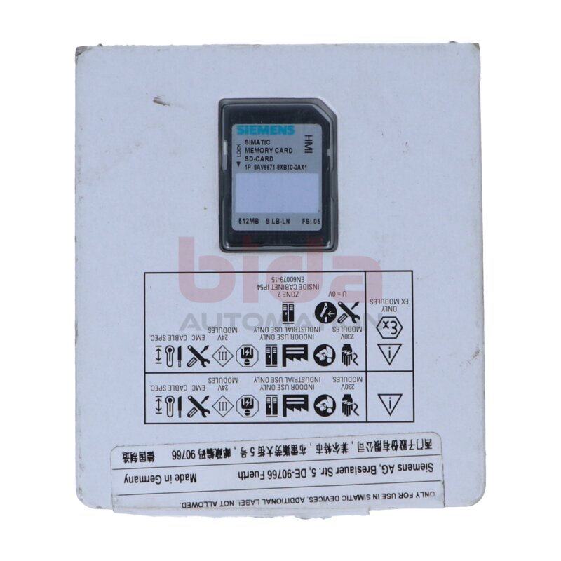 Siemens 6AV6671-8XB10-0AX1 SIMATIC SD-Speicherkarte 512 MB SD memory card