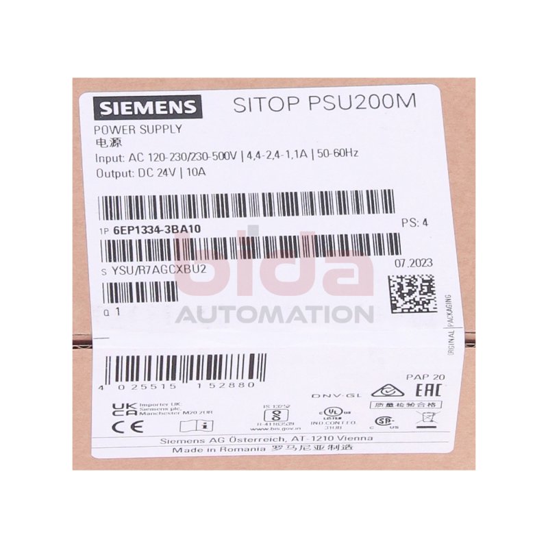 Siemens 6EP1 334-3BA10 / 6EP1334-3BA10 Stromversorgung / Power Supply 120/230-500V 24V 10A