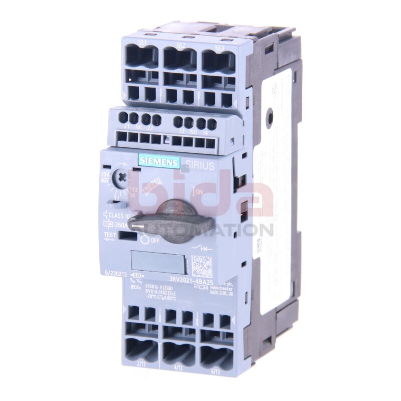 Siemens 3RV2021-4BA25 / 3RV2 021-4BA25 Leistungsschalter / Circuit Breaker 20A