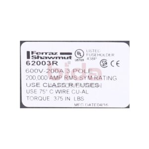 Ferraz Shawmut NERSEN 62003R Fuseblock Sicherungsblock...