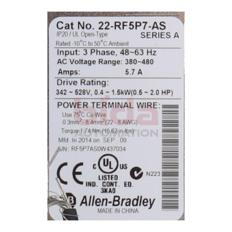 Allen Bradley 22-RF5P7-AS Stromanschluss Power Terminal