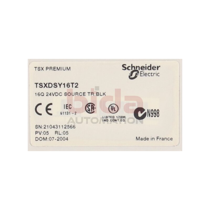 Schneider TSXDSY16T2 Diskretes Ausgangsmodul Modicon Premium, 16 O, Halbleiterrelais / Discrete output module Modicon Premium, 16 O, solid state relay 24 V