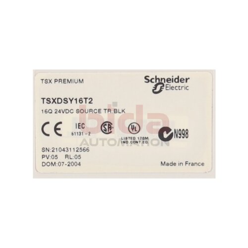 Schneider TSXDSY16T2 Diskretes Ausgangsmodul Modicon Premium, 16 O, Halbleiterrelais / Discrete output module Modicon Premium, 16 O, solid state relay 24 V