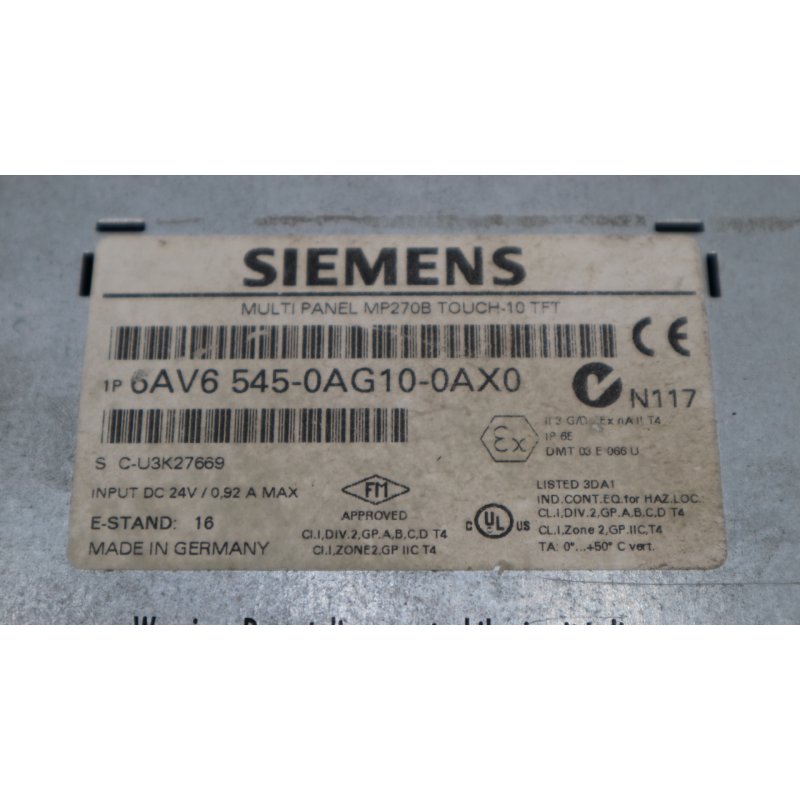 Siemens 6AV6 545-0AG10-0AX0 Multi Panel MP270B Touch 10&quot; TFT Touchpanel Screen