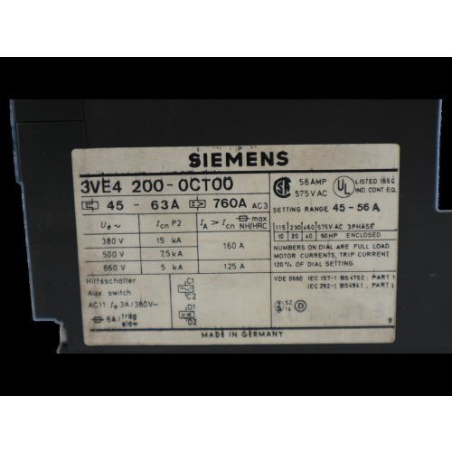 Siemens 3VE4 200-0CT00 Motorschutzschalter Hilfsschalter auxiliary switch