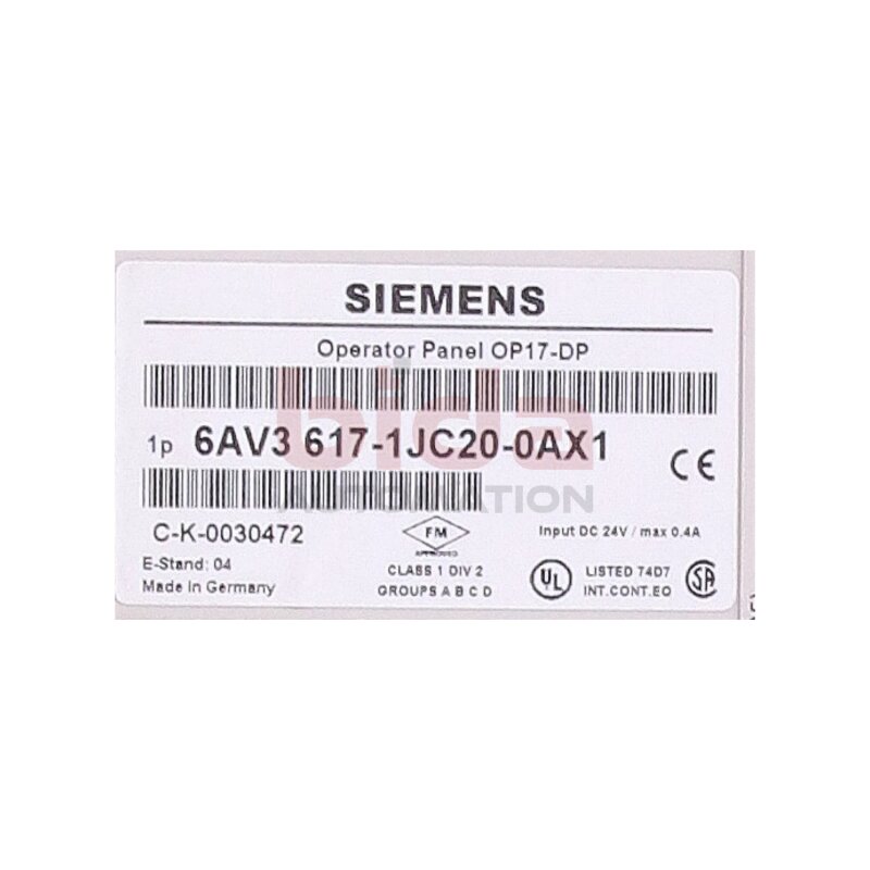 Siemens 6AV3617-1JC20-0AX1 / 6AV3 617-1JC20-0AX1 Operator Panel OP 17/DP LC-Display