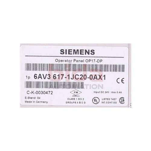 Siemens 6AV3617-1JC20-0AX1 / 6AV3 617-1JC20-0AX1 Operator Panel OP 17/DP LC-Display