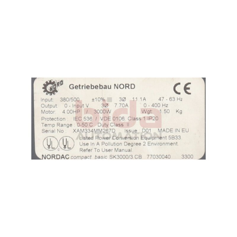 NORDAC compact basic SK3000/3 CB Getriebebau Frequenzumrichter Umrichter