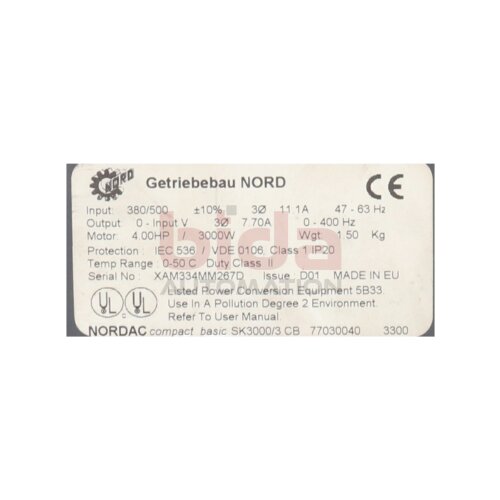 NORDAC compact basic SK3000/3 CB Getriebebau Frequenzumrichter Umrichter