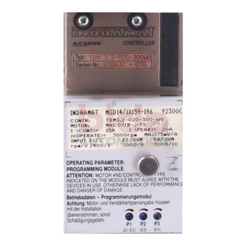 INDRAMAT TDM 3.2-020-300W0 AC-Servolaufwerk / AC servo drive