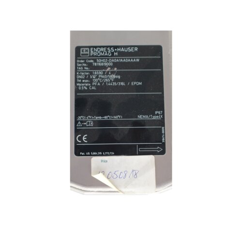 Endress + Hauser Promag H Durchflussmessger&auml;t 50H02-DA0A1AA0AAAW Messger&auml;t