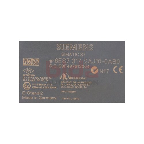 Siemens 6ES7317-2AJ10-0AB0 / 6ES7 317-2AJ10-0AB0 SIMATIC S7-300, CPU 317-2DP