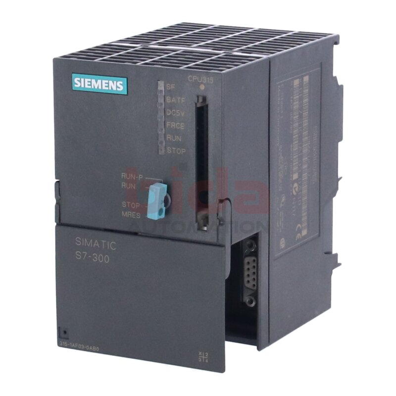 Siemens 6ES7315-1AF03-0AB0 / 6ES7 315-1AF03-0AB0  SIMATIC S7-300, CPU 315 Zentralbaugruppe / Central assembly  DC 24V, 48 KByte