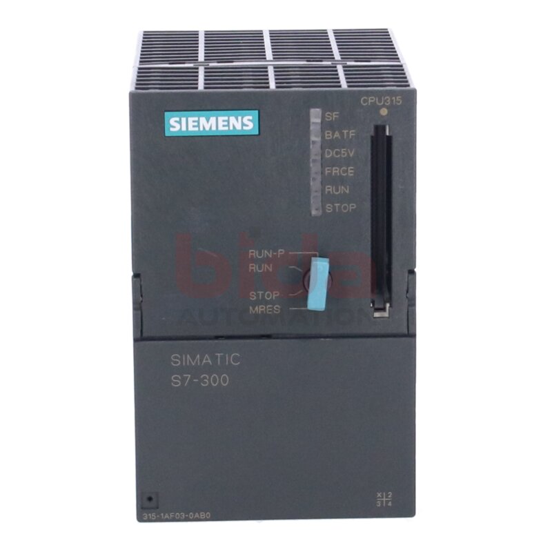 Siemens 6ES7315-1AF03-0AB0 / 6ES7 315-1AF03-0AB0  SIMATIC S7-300, CPU 315 Zentralbaugruppe / Central assembly  DC 24V, 48 KByte