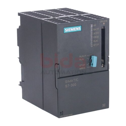 Siemens 6ES7315-1AF03-0AB0 / 6ES7 315-1AF03-0AB0  SIMATIC S7-300, CPU 315 Zentralbaugruppe / Central assembly  DC 24V, 48 KByte