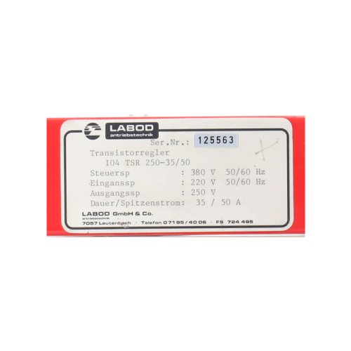 Labod Electronic 104 TSR 250-35/50 Transistoregler Regler regulator