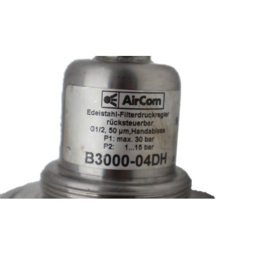 AirCom B3000-04DH Edelstahl-Filterdruckregler Druckregler r&uuml;cksteuerbar G1/2