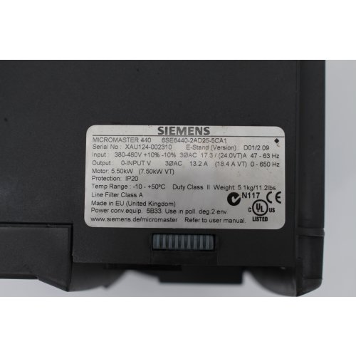 Siemens 6SE6440-2AD25-5CA1 Frequenzumrichter Frequency Converter
