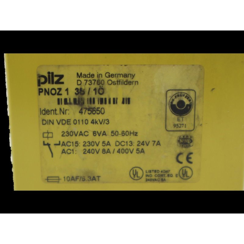 Pilz PNOZ 1 3S/1&Ouml; Sicherheitsrelais Nr. 475650 Relais safety relay