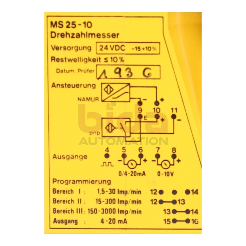 Turck MS25-10 MultiSafe Drehzahlmesser rev counter