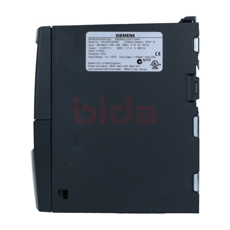 Siemens 6SE6420-2UD17-5AA1 (6SE6 420-2UD17-5AA1) Micromaster 420 Frequenzumrichter Frequency Converter