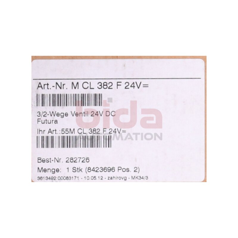 Futura M CL 382 F 24V= 3/2-Wege Ventil Nr. 282726 valve