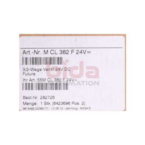 Futura M CL 382 F 24V= 3/2-Wege Ventil Nr. 282726 valve