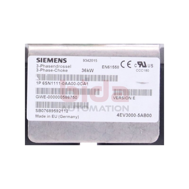 Siemens 6SN1111-0AA00-0CA1 / 6SN1 111-0AA00-0CA1 SIMODRIVE 611 HF-Drossel