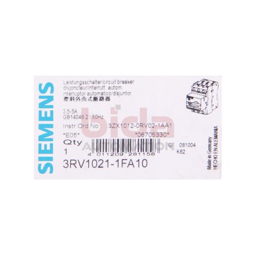 Siemens 3RV1021-1FA10 Leistungsschalter Circuit breaker Motorschutzschalter