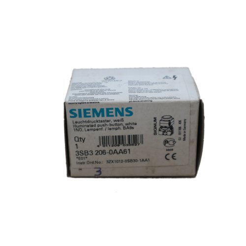 Siemens 3SB3 206-0AA61 Leuchtmelder Lampe indicator light wei&szlig; white