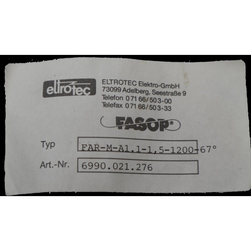 Eltrotec FAR-M-A1.1-1.5-1200-67&deg; Glasfaserlichtleitkabel Sensor Lichtleiter