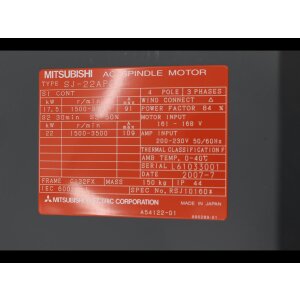 Mitsubishi SJ-22APCT AC Spindel Motor SJ22APCT...