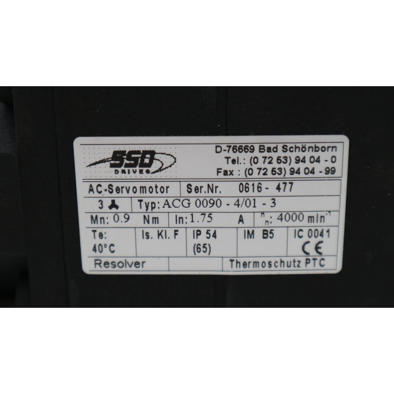 SSD Drives ACG 0090-4/01-3 AC-Servomotor 0.9Nmx4000RPM Motor 3-Phasen