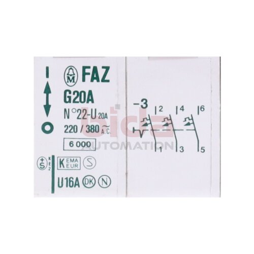 Kl&ouml;ckner Moeller FAZG 20 Flachautomat miniature circuit breaker Sch&uuml;tz G20A 3pol