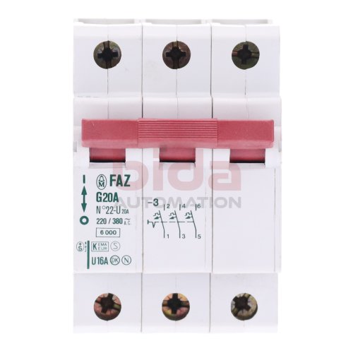 Kl&ouml;ckner Moeller FAZG 20 Flachautomat miniature circuit breaker Sch&uuml;tz G20A 3pol