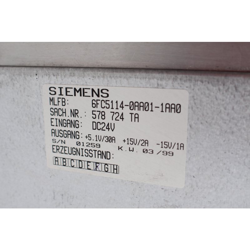 Siemens Sinumerik 6FC5114-0AA01-1AA0 Stromversorgung Power Supply
