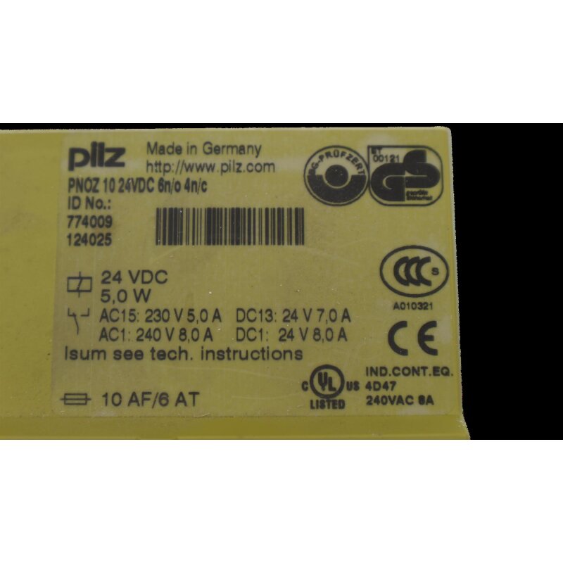 Pilz PNOZ 10 Not-Aus Schaltger&auml;t Nr. 774009 24VDC 6n/o 4n/c emergency stop