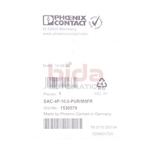 Phoenix Contact 1530579 Sensorkabel SAC-4P-10,0-PUR/M5FR...