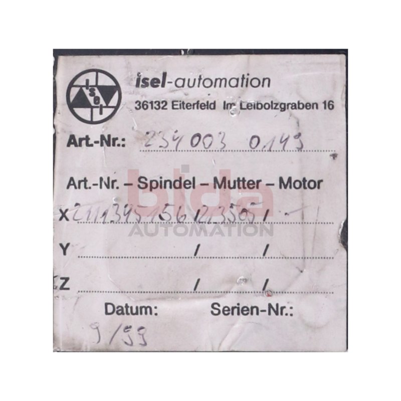 Isel-Automation 234003 0149 Spindel-Mutter-Motor
