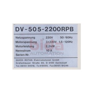Quick Rotan DV-505-2200RPB Frequenzumrichter 220V 10A 2,2kW