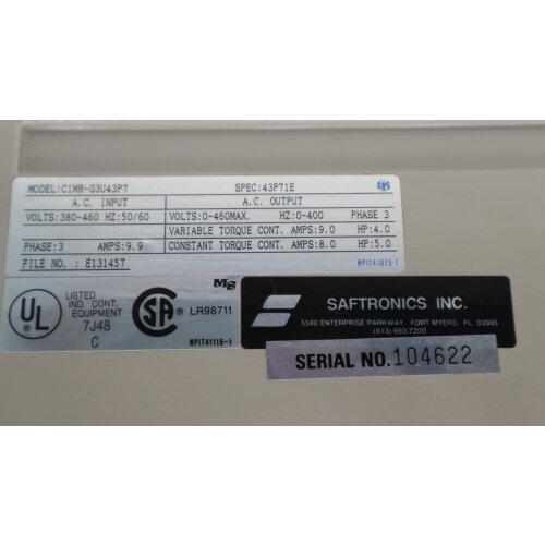 Saftronics CIMR-G3U43P7 G3+ 3-phase 380-460V