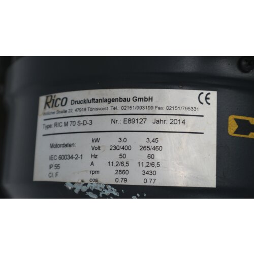 Rico RIC M 70 S-D-3 Seitenkanalverdichter 3kW side channel blower Motor