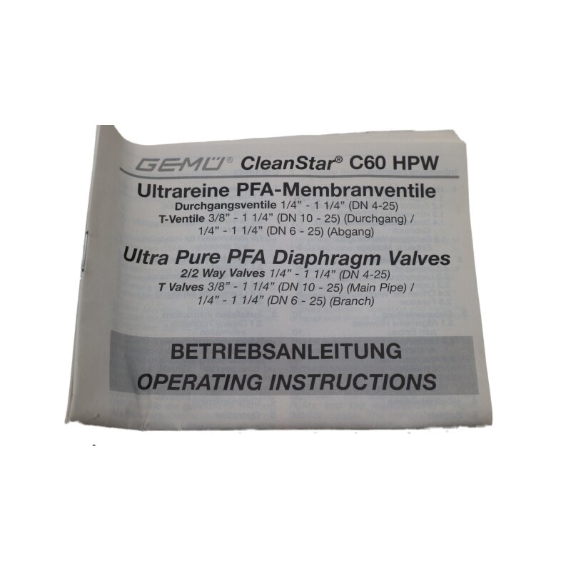 GEM&Uuml; 88098128 HPW Kunststoff-Membranventil C604D77305A11 Ventil diaphragm valve
