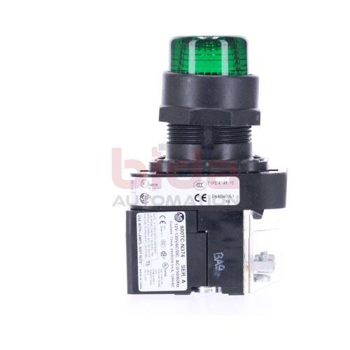 Allen Bradley 800H-QRBH2GD1 Beleuchteter Knopf Gr&uuml;n Illuminated button